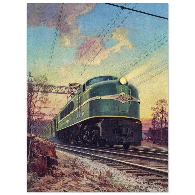 Walter L Green vintage train illustration.