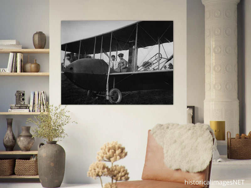 Katharine Wright aboard the Wright Model HS vintage aircraft