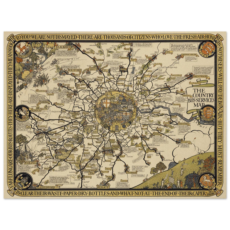 London vintage city map poster  from 1928 by Leslie Mc Donald.