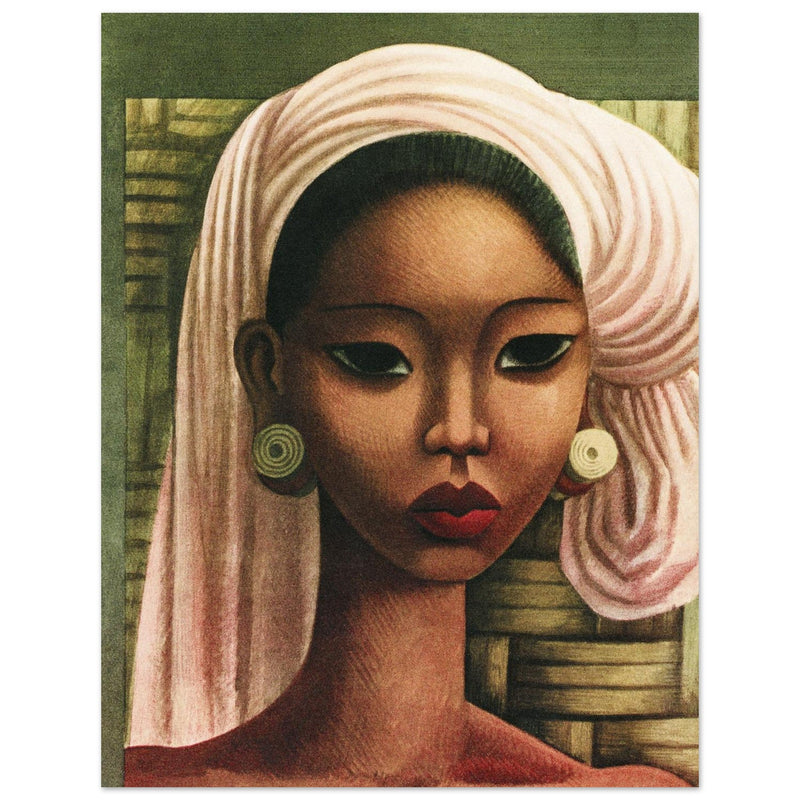 Miguel Covarrubias Bali beauty portrait illustration for a fashion magazine cover.
