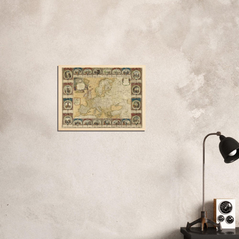 Ancient antique map of Europe. The map is devided in empires and realms.  poster.