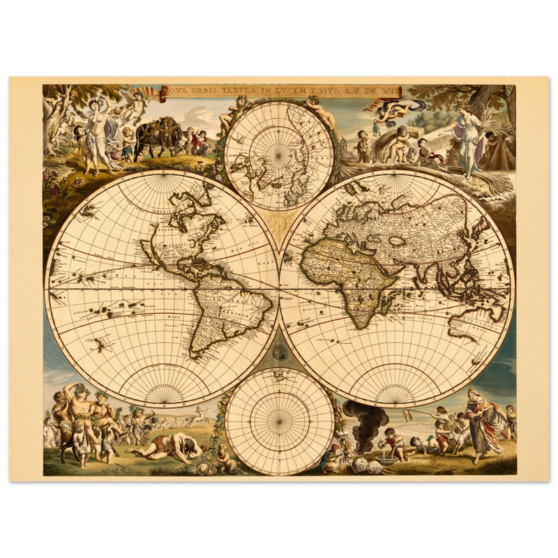 Ancient world map. Nova orbis tabvla in lvcem edita by Frederik de Wit