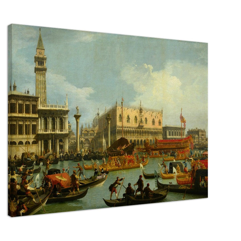 Bucentaur's return to the pier by the Palazzo Ducale. Painter Canaletto 1728. Venice Italy.