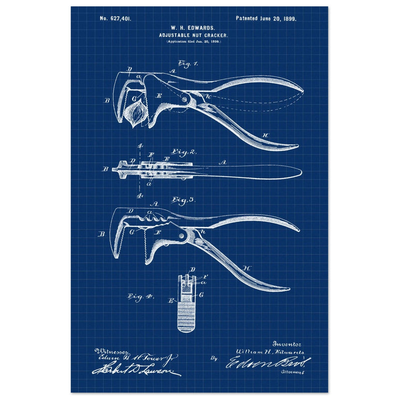 Vintage Adjustable Nut Cracker patent by William H. Edwards.