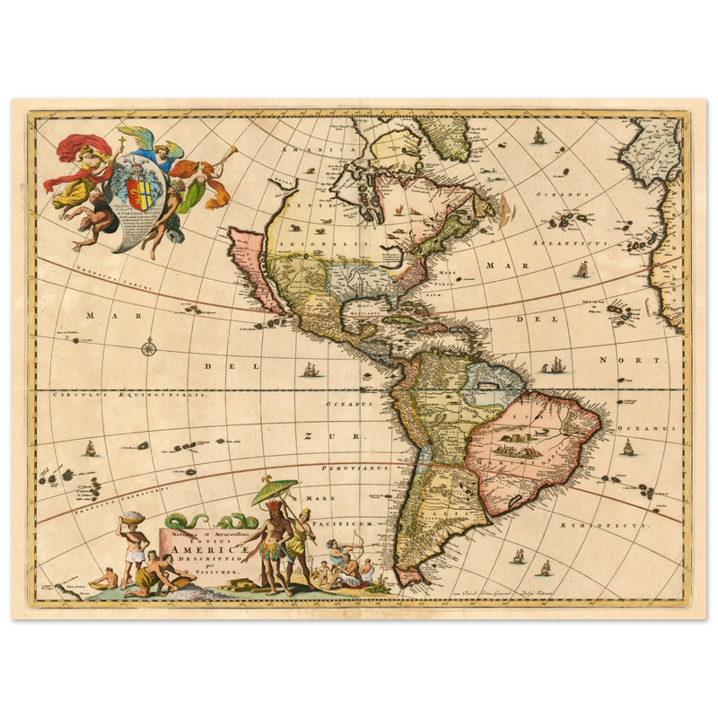 Ancient map print of America by Visher.