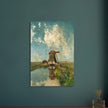 Old dutch windmill painting by Paul Gabriel XIX Century.