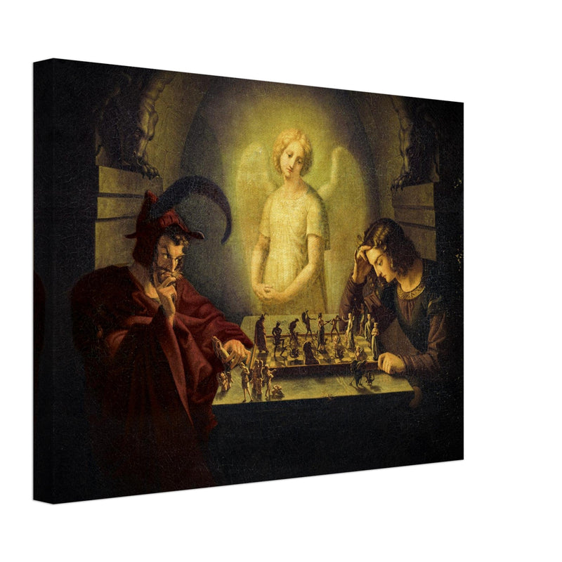 The game of life or The Chess Players attributed to  Moritz Retzsch . Man playing chess against the devil.