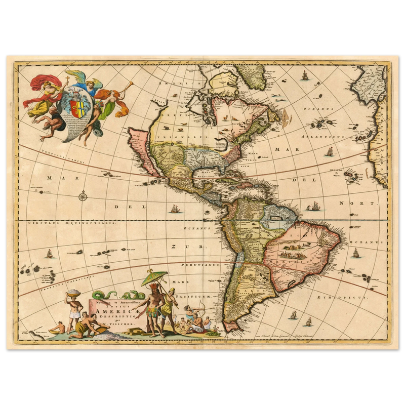Ancient map print of America by Visher.