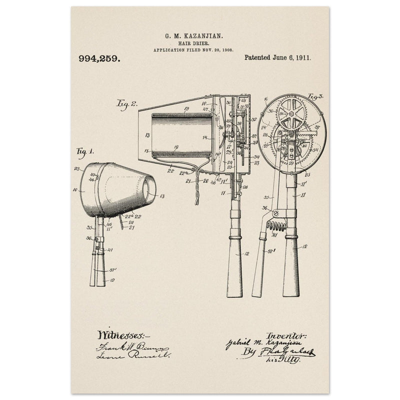 Hair Drier patent drawing by G M Kazanjian