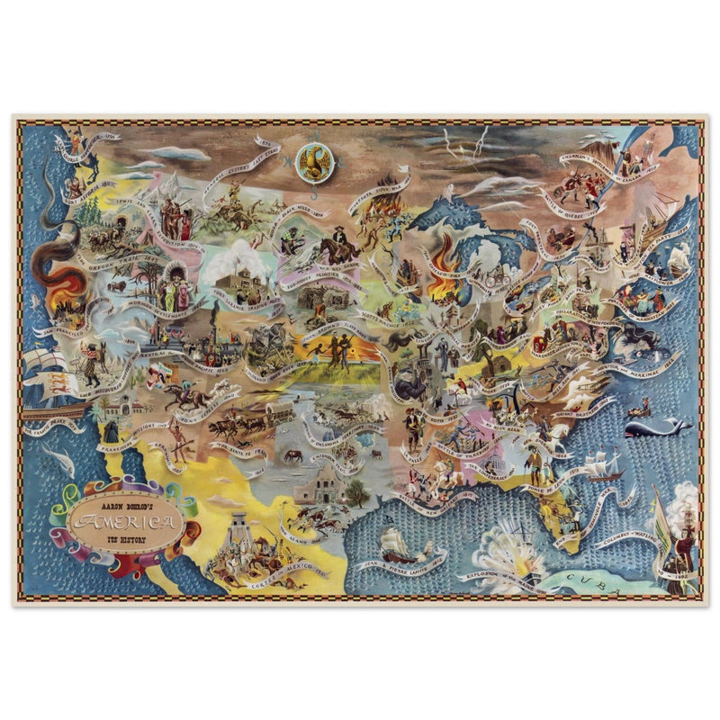 United States historic map of historical events by Aaron Bohrod