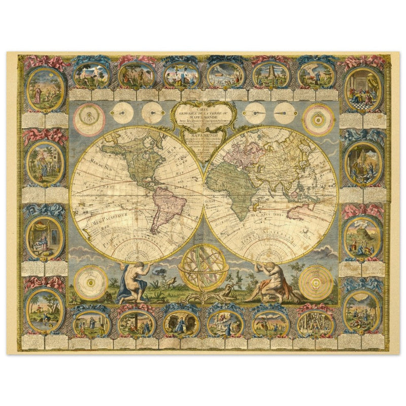 Ancient world map of 1776 by Abbe Clouet Double hemisphere world map.