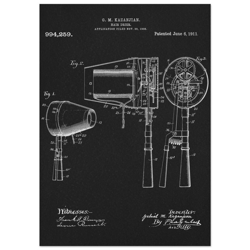 Hair Drier patent drawing by G M Kazanjian