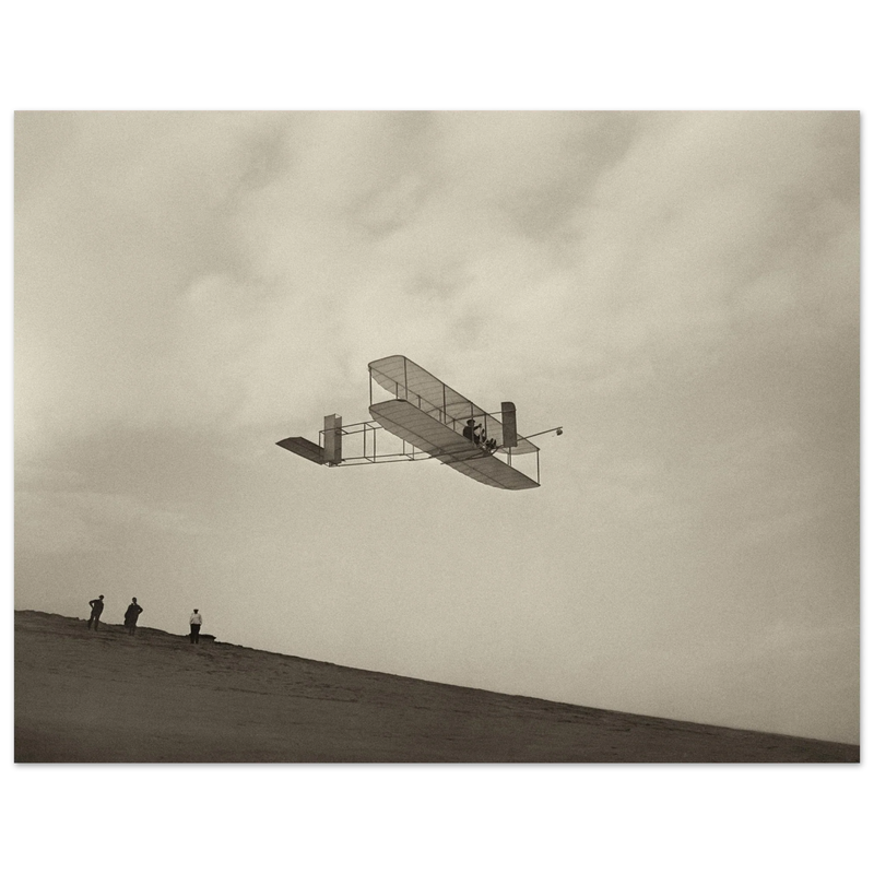 The Wright brothers glider in flight.