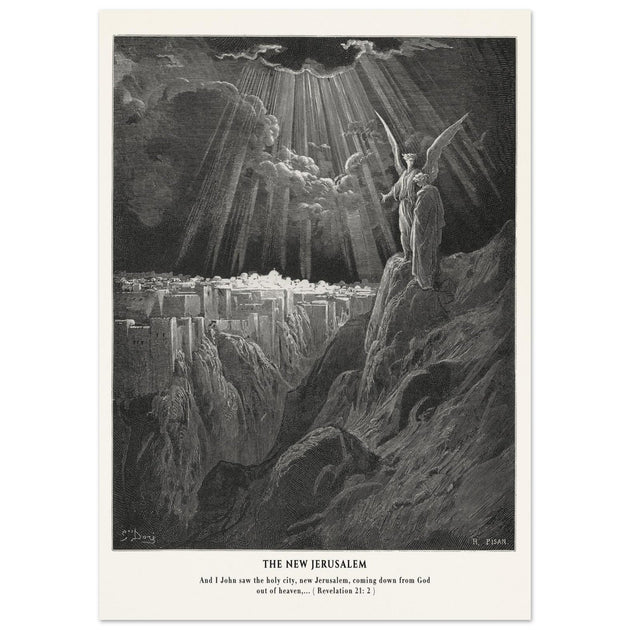 Gustave Dore The Bible engraving print . The New Jerusalem illustration .