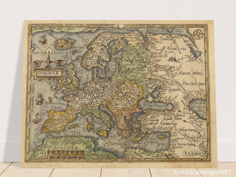 Old map poster of Europe Itinerarium orbis christiani by Michael Freiherr von Aitzing