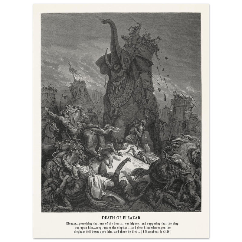 Gustave Dore The Bible engraving print . Death of Eleazar illustration .