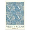 William Morris Marigold art print. Vintage wallpaper reproduction. Blue floral pattern.