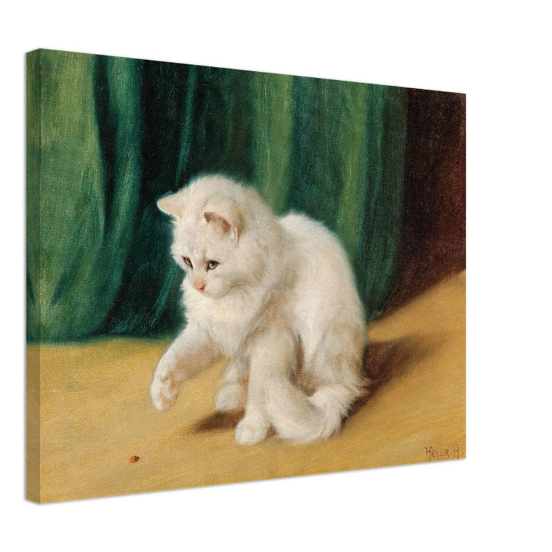 Cat with Ladybird old painting by Arthur Heyer.
