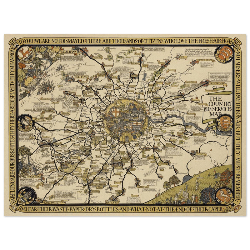 London vintage city map poster  from 1928 by Leslie Mc Donald.