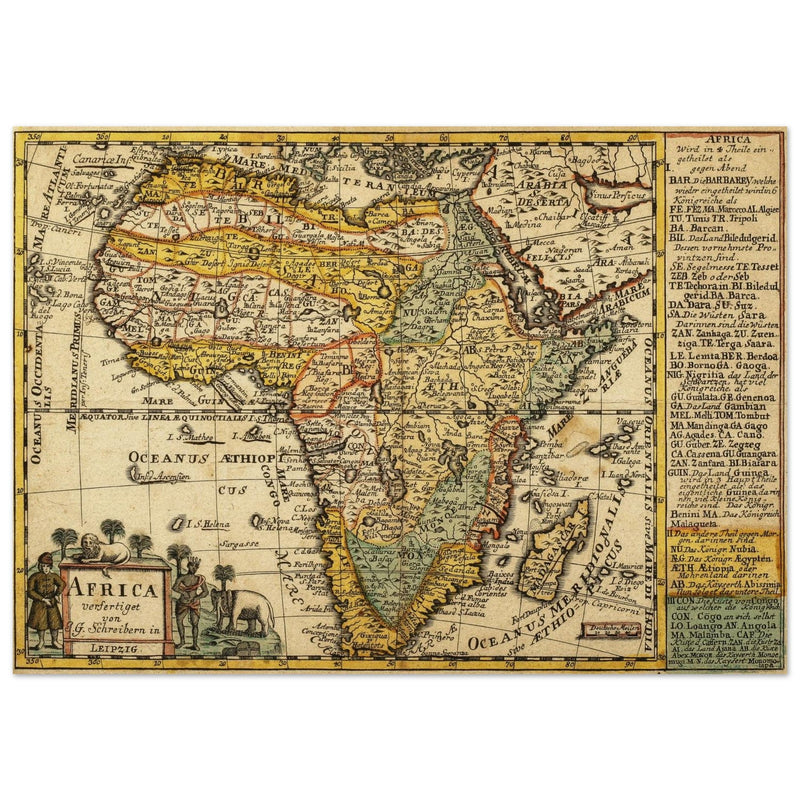 Africa ancient map of the XVIII century by Johann Georg Schreiber.