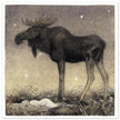 John Bauer vintage illustration print . From the fairy tale Leap the Elk and Little Princess Cottongrass.