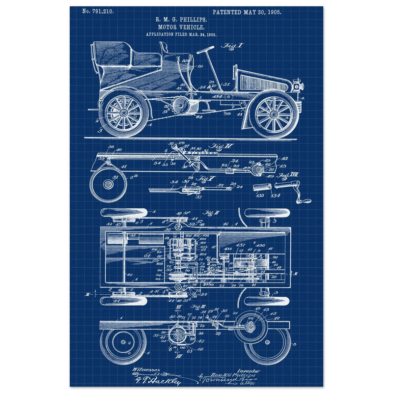 Motor Vehicle patent. Vintage car illustration.