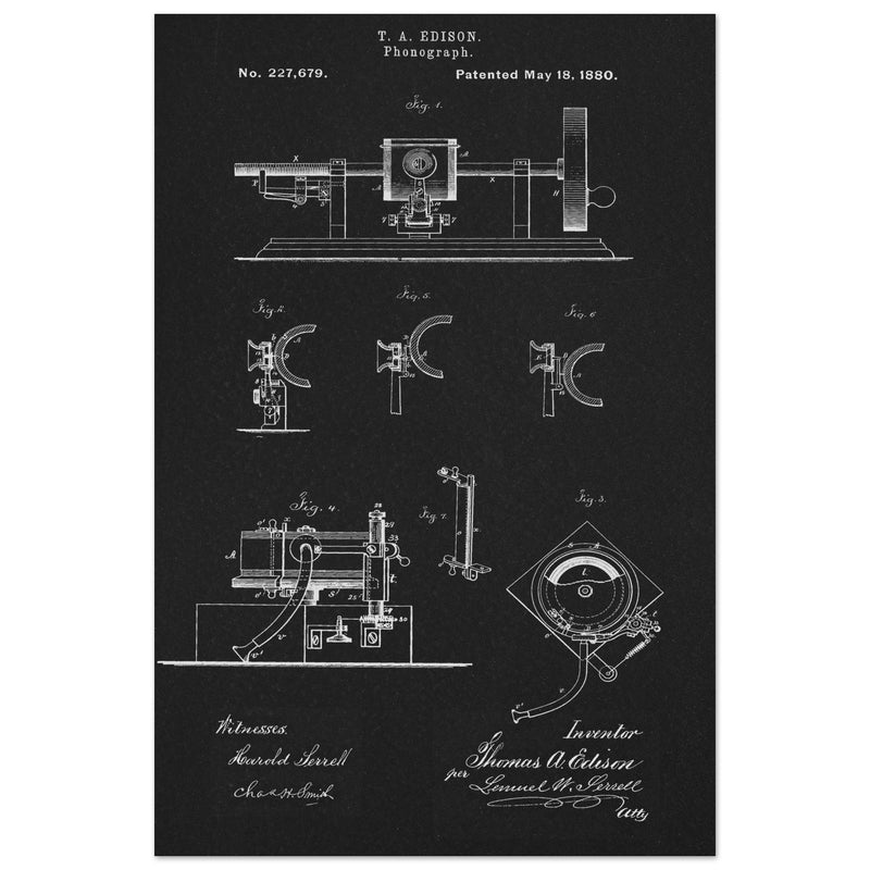 The Phonograph patentby Thomas Alva Edison. Patent 227679
