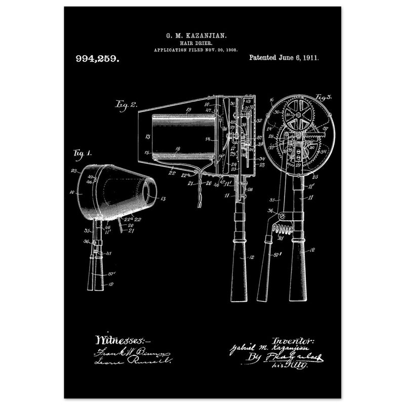 Hair Drier patent drawing by G M Kazanjian