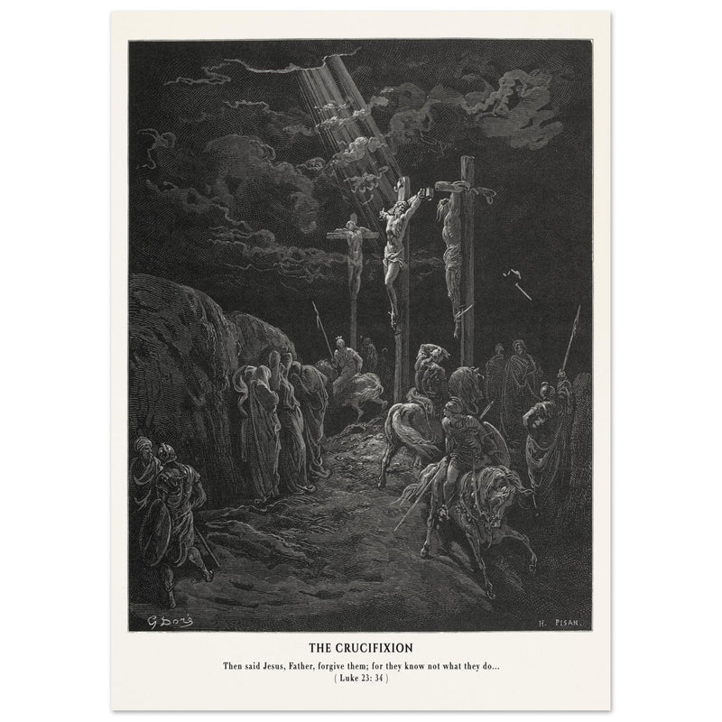 Gustave Dore The Bible engraving print . The Crucifixion illustration .