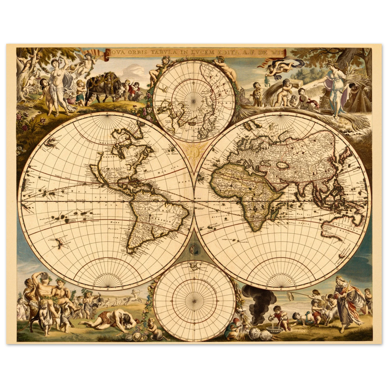 Ancient world map. Nova orbis tabvla in lvcem edita by Frederik de Wit