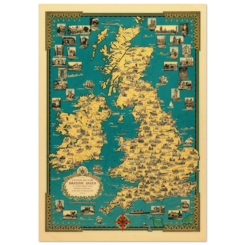 Old map of the British islands by Ernest Dudley Chase