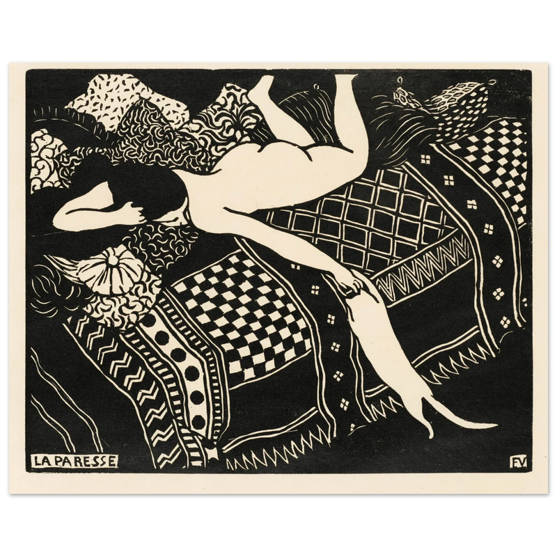 Laziness by Felix Vallotton 1896. Woman with cat.
