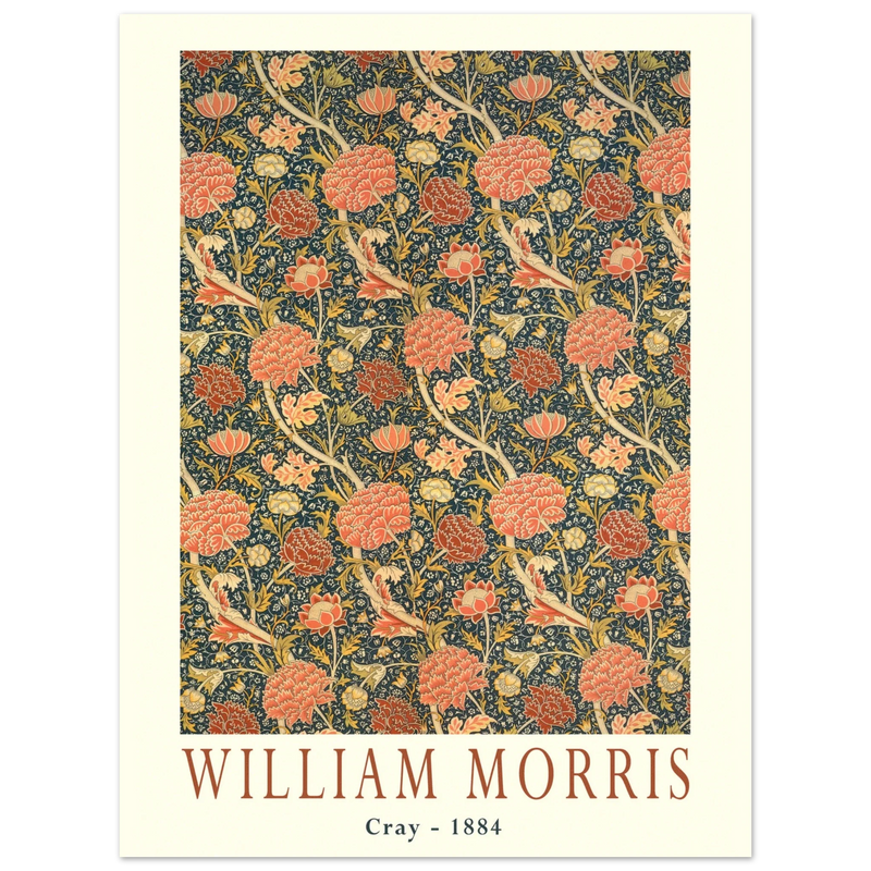 William Morris Cray 1884. Vintage printed cotton  art print.