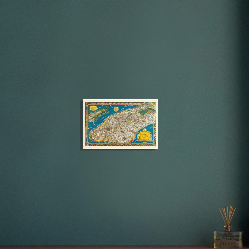 Old map of Manhattan New York City. Antique map reproduction of Manhattan of the 20's