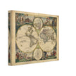 Frederik de Wit 1688 Ancient wold map. Double hemisphere antique old map reproduction. Nova orbis Tabula