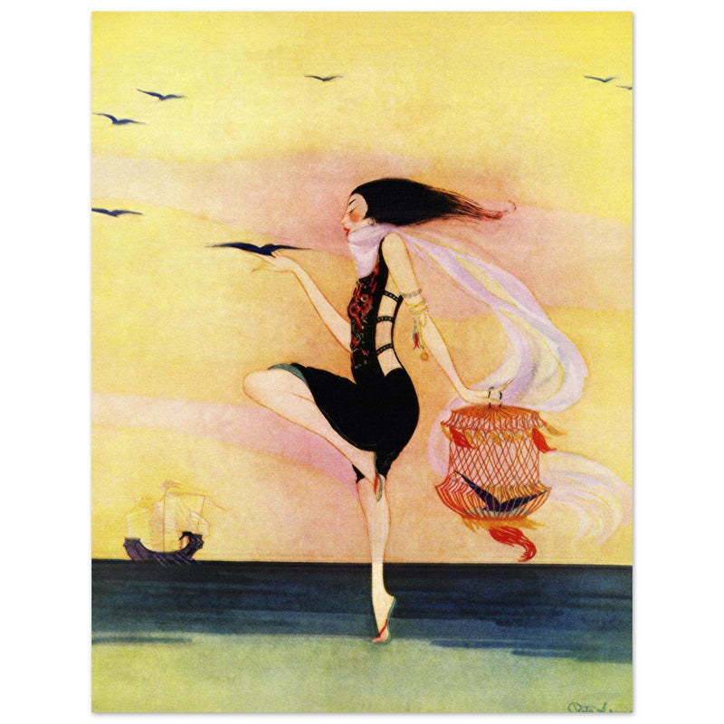 Rita Senger  illustration for fashion magazine cover. Woma at the beach .