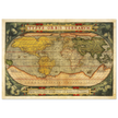 Ancient map reproduction print of a world map of 1579 Typus Orbis Terrarum by Abraham Ortelius.
