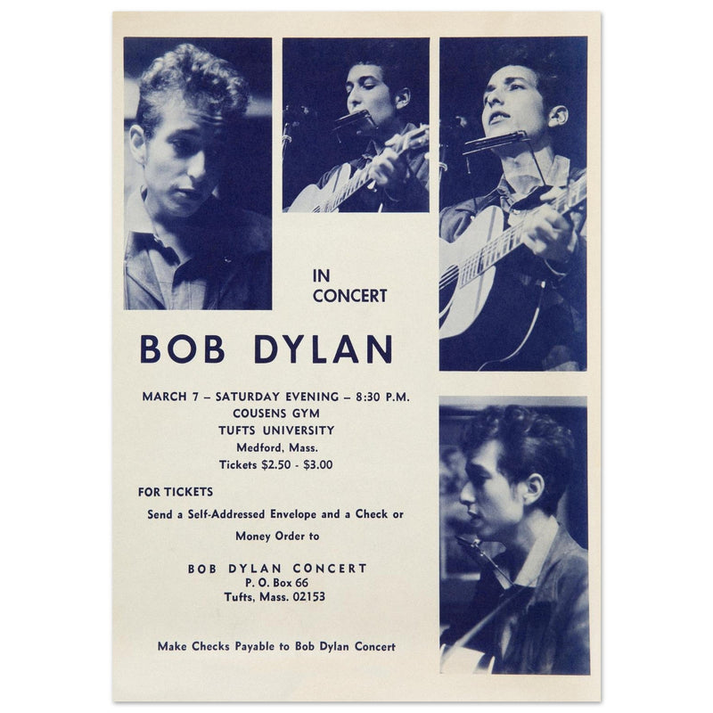 Bob Dylan in concert at the Tufts University in Medford Massachusetts  in 1964.