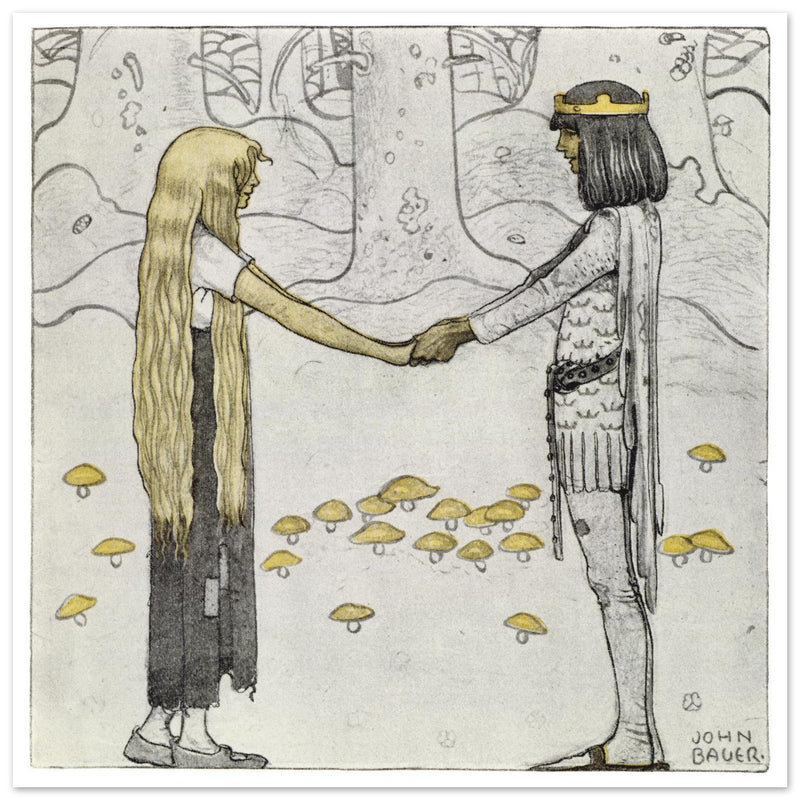 John Bauer illustration for the fairy tale The prince without a shadow.