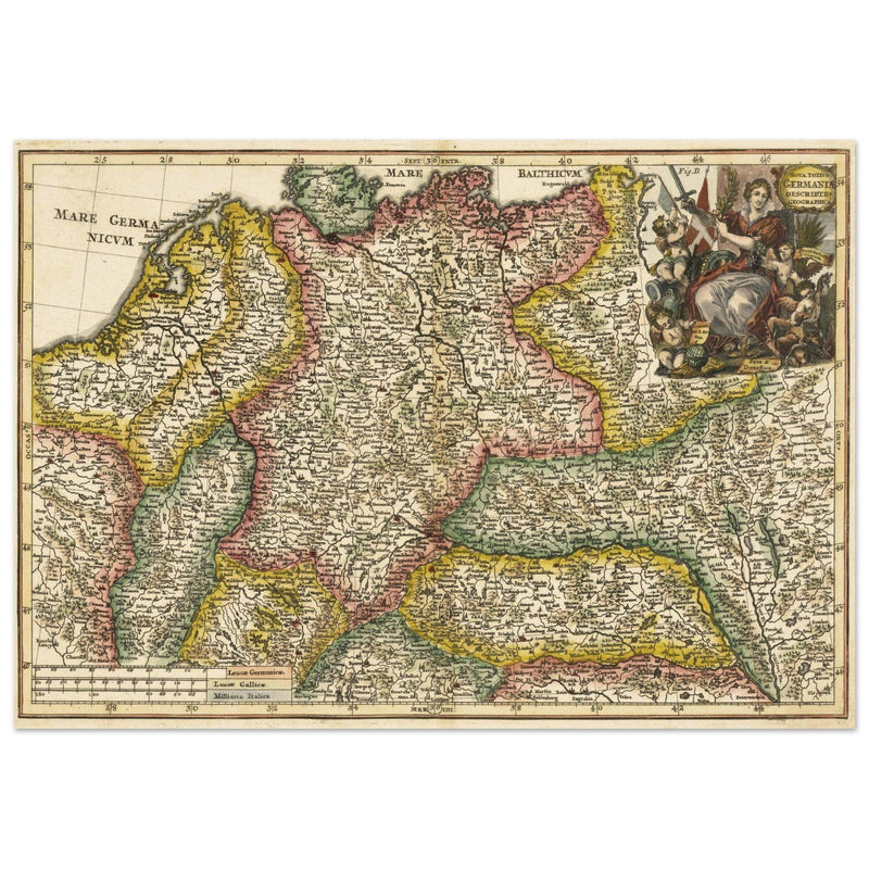 Nova Totius Germaniae Descriptio Geographica  ancient map of Germany by Heinrich Scherer