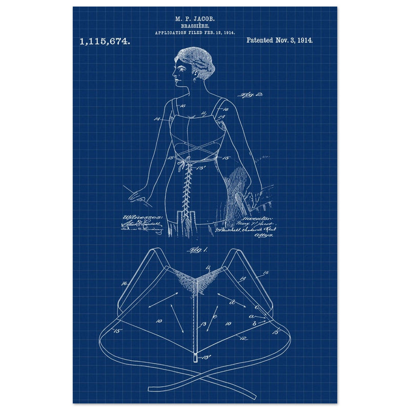 Brassiere patent drawing by M P Jacob.