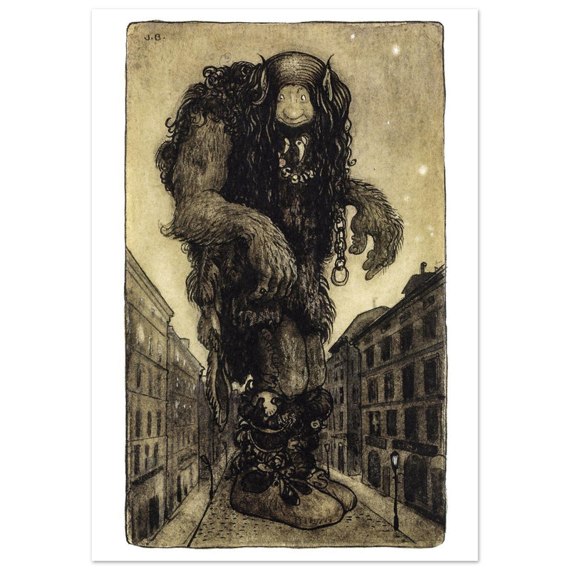 Troll illustration by John Bauer for the fairy tale The Giant that slept Ten Thousand years by Einar Rosenborg. Fine art prin