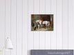 White horse in stable with dogs antique painting by Edwin Landseer.