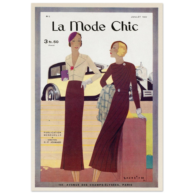 La Mode Chic old vintage fashion magazine cover from the 30s. July 1933.