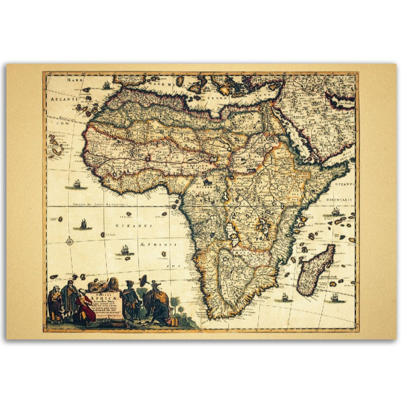 Africa vintage old map print. Reproduction of an ancient map of the african continent of 1680
