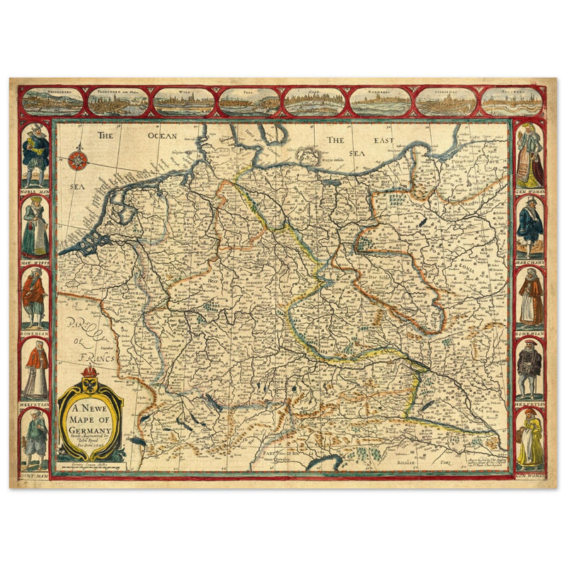 The Holy Roma Empire ancient map of Germany by John speed.