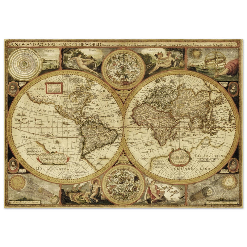 Ancient old world map of the XVII century by John Speed.