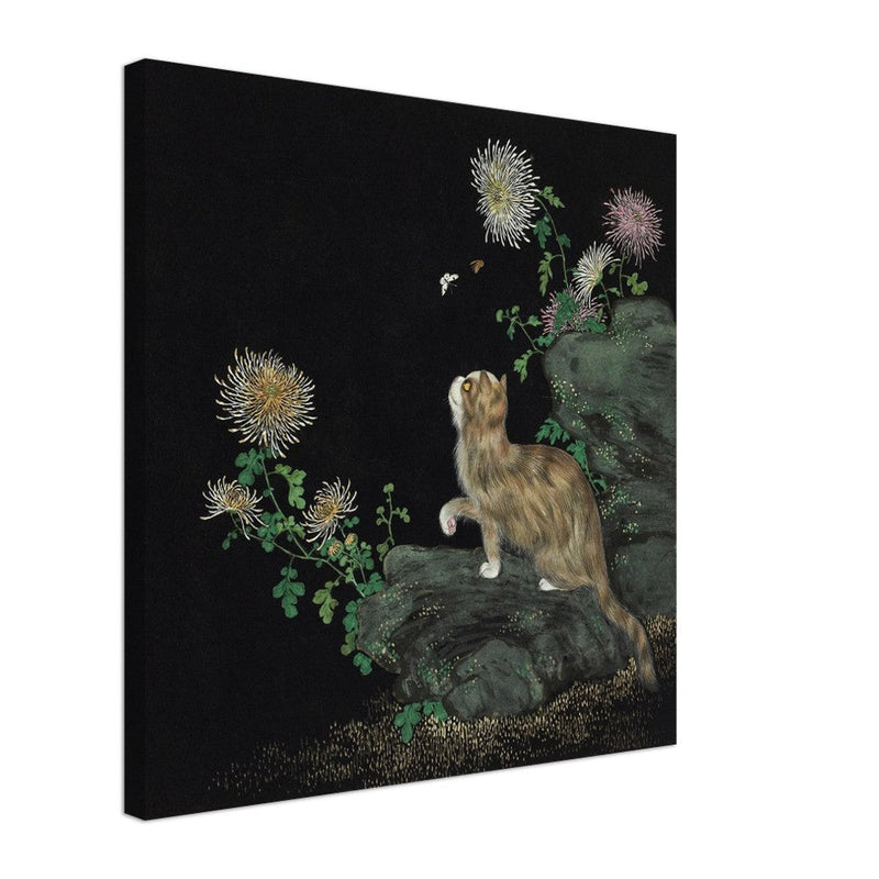 Cats and Butterflies in Springtime old oriental painting by Shen Zhenlin.