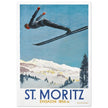 St Moritz vintage travel poster.  Skiing destination