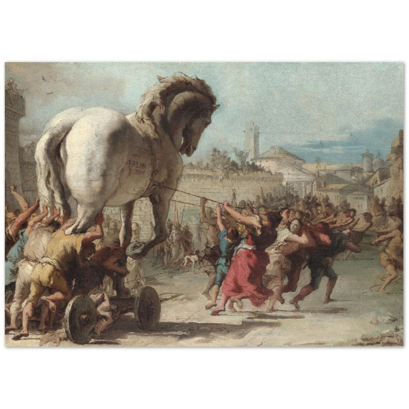 The Procession of the Trojan Horse into Troy by Giovanni Domenico Tiepolo. Greek mythology.